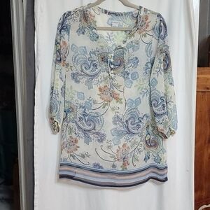 Liz Claiborne sheer Boho style blouse size M